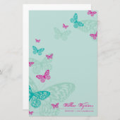 ノートパーソナライズされたペーパー::蝶5P 便箋 (正面/裏面)