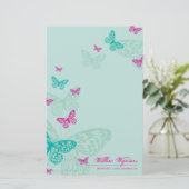 ノートパーソナライズされたペーパー::蝶5P 便箋 (スタンド正面)