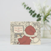 ノートパ書ソコンポストカードでのサンタの休日の願い シーズンポストカード (スタンド正面)