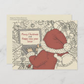 ノートパ書ソコンポストカードでのサンタの休日の願い シーズンポストカード (正面/裏面)