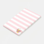 ノートピンク&ホワイトストライプバタフライ ポストイット (アングル)