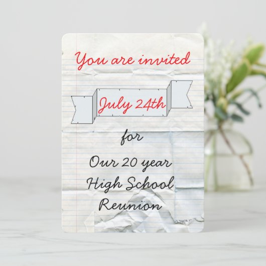 ノートブックと手書きの招待 招待状 (スタンド正面)