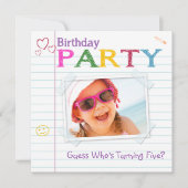 ノートブックのドッドルバースデーパーティ招待状 招待状 (正面)