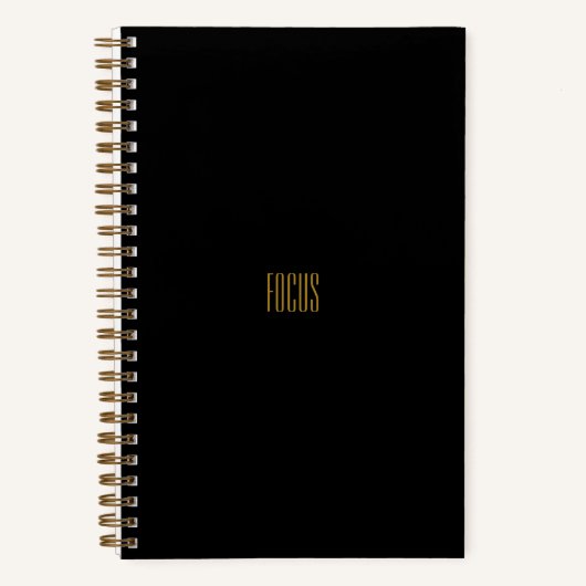 ノートブックのフォーカス |ブラック&金ゴールドスパイラル – バインド ノートブック (正面)