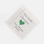 ノートブックの手書きラブレターまたはメッセージのカスタム スタンダードランチョンナプキン (角)