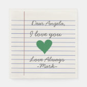 ノートブックの手書きラブレターまたはメッセージのカスタム スタンダードランチョンナプキン (正面)