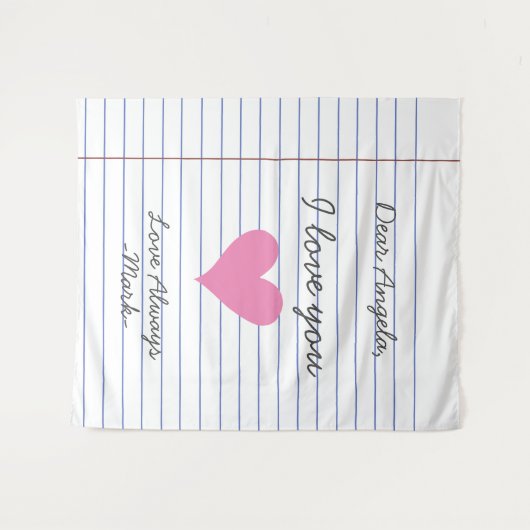 ノートブックの手書きラブレターまたはメッセージのカスタム タペストリー (正面(横))