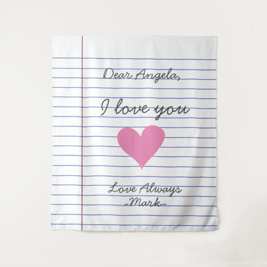 ノートブックの手書きラブレターまたはメッセージのカスタム タペストリー (正面)