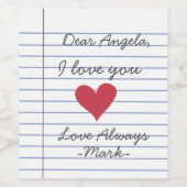 ノートブックの手書きラブレターまたはメッセージのカスタム ワインラベル (シングルラベル)