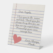 ノートブックの手書きラブレターまたはメッセージ 台座サイン (正面)