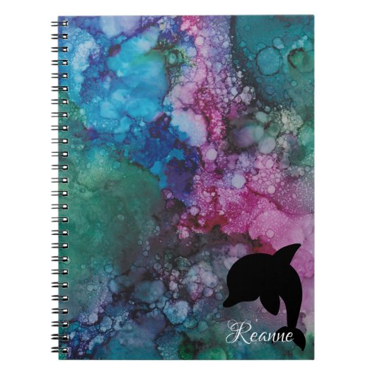 ノートブックの「Inkblots/Dolphin」のパーソナライズ ノートブック (正面)