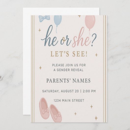 ノートブックを性別で表示 招待状 (正面/裏面)