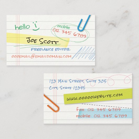 ノートブックページ名刺#02 名刺 (正面/裏面)