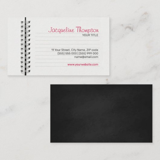 ノートブックページ教育先生 名刺 (正面/裏面)