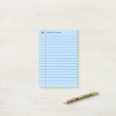 ノートブック紙ブルーお名前とイニシャルの追加 ポストイット (デスク上)