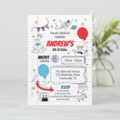 ノートブック紙誕生日パーティーへの招待 招待状 (スタンド正面)