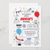 ノートブック紙誕生日パーティーへの招待 招待状 (正面/裏面)