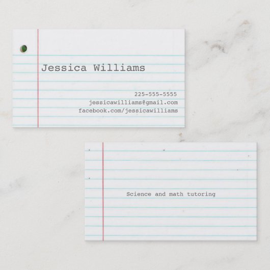 ノートブック紙 名刺 (正面/裏面)