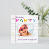 ノートブック落書き誕生日パーティー招待状 招待状 (スタンド正面)