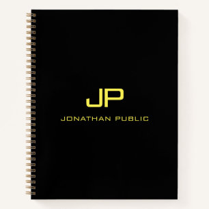 ノートブック ブラック ゴールド モノグラム ネーム テンプレート