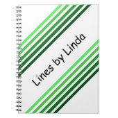 ノートブック – 緑の斜ストライプ線文字 (正面)