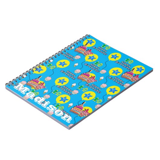 ノートブック、#10 10歳の誕生日おめでとうメモ 青 ノートブック (左側)