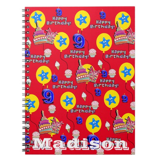 ノートブック、#9 9歳の誕生日おめでとう レッド ノートブック (正面)