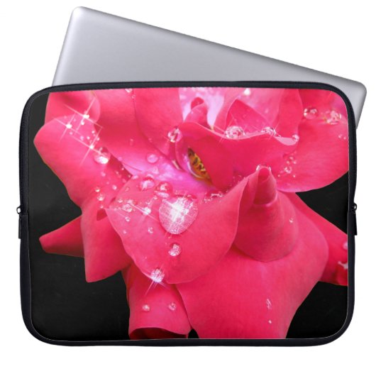 ノートブックPC上のドロップレット花びら ラップトップスリーブ (正面)