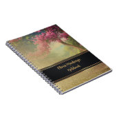 ノートモダン金ゴールドミストフローラさくらんぼ花 ノートブック (右側)