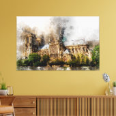 ノートルエレガントダム大聖堂の水彩画 キャンバスプリント (インサイチュ (リビング))