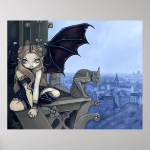 ノートルダムの秘密ゴシック様式の妖精アートプリント ポスター