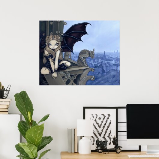 ノートルダムの秘密ゴシック様式の妖精アートプリント ポスター (ホームオフィス)