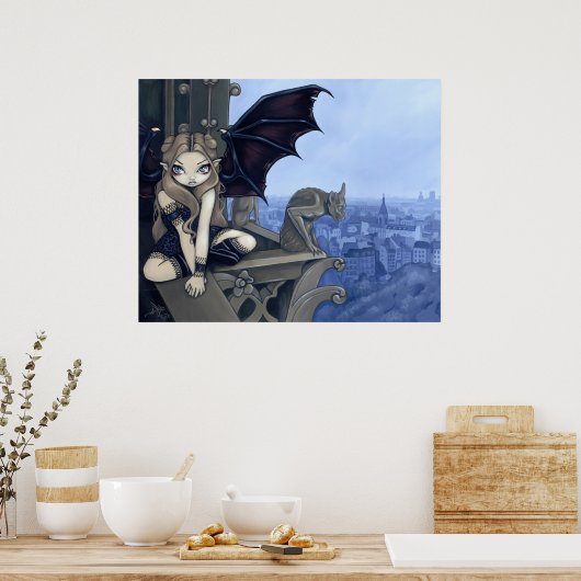 ノートルダムの秘密ゴシック様式の妖精アートプリント ポスター (キッチン)