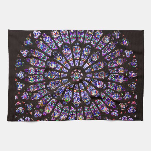 ノートルダムカテドラルパリバラ窓 キッチンタオル (横)