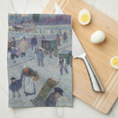 ノートルダムカテドラルパリフランスクラシック絵画ホテル キッチンタオル (四つ折り)