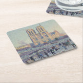 ノートルダムカテドラルパリフランスクラシック絵画ホテル スクエアペーパーコースター (アングル)