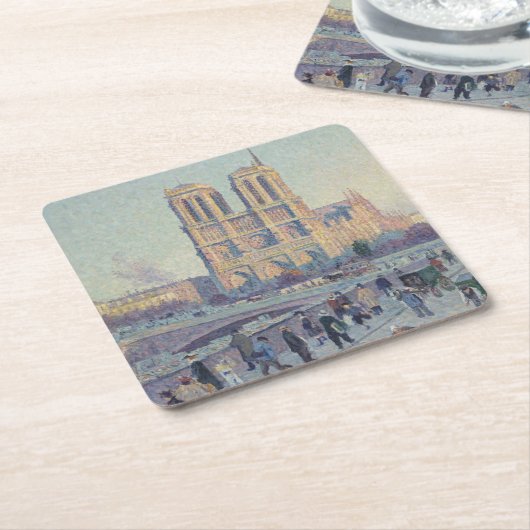 ノートルダムカテドラルパリフランスクラシック絵画ホテル スクエアペーパーコースター (アングル)
