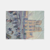 ノートルダムカテドラルパリフランスクラシック絵画ホテル フリースブランケット (正面(横))