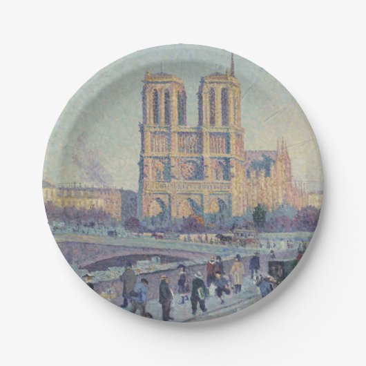 ノートルダムカテドラルパリフランスクラシック絵画ホテル ペーパープレート (正面)