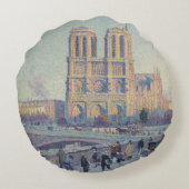 ノートルダムカテドラルパリフランスクラシック絵画ホテル ラウンドクッション (裏面)