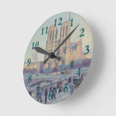 ノートルダムカテドラルパリフランスクラシック絵画ホテル ラウンド壁時計 (傾斜)