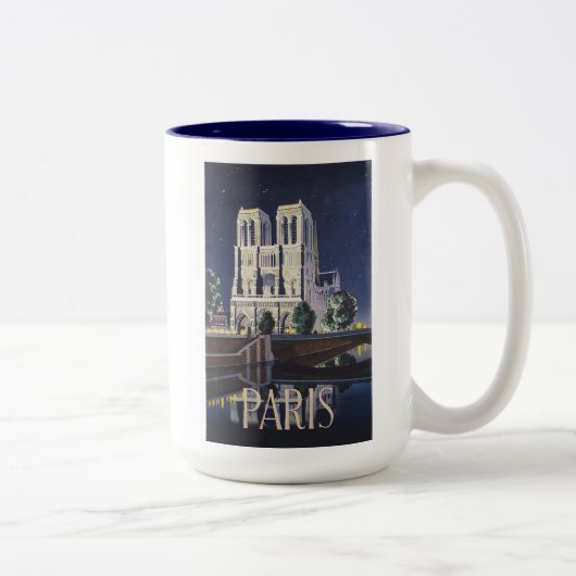 ノートルダムカテドラルパリフランスヴィンテージ ツートーンマグカップ (右)