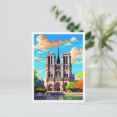 ノートルダムフランストラベルヴィンテージイラストレーション ポストカード (スタンド正面)