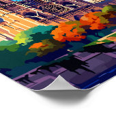 ノートルダムフランスヴィンテージ旅行イラストレーション ポスター (角)