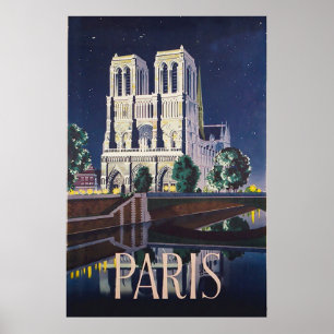 ノートルダム伽藍パリフランスヴィンテージトラベル ポスター