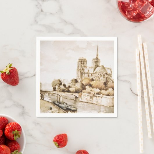 ノートルダム大聖堂のプリントナプキンス スタンダードカクテルナプキン (インサイチュ)