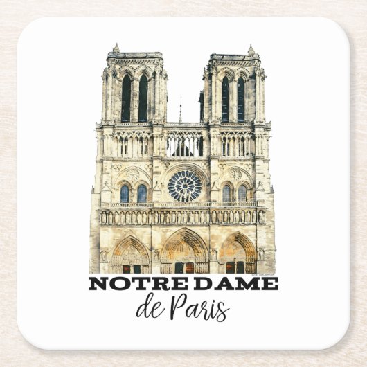 ノートルダム大聖堂の記念品のフランスのカテドラル スクエアペーパーコースター (正面)