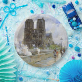 ノートルダム大聖堂（パリ，フランス） (ヴィンテージアート) ペーパープレート (パーティー)