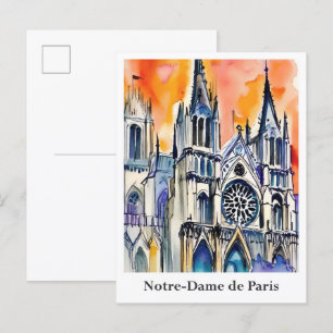 ノートルダム・デ・パリフランス水彩旅行 ポストカード