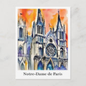 ノートルダム・デ・パリフランス水彩旅行 ポストカード (正面)